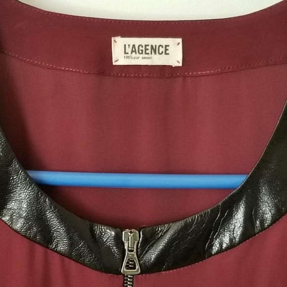 L'AGENCE 100% Silk Blouse w/Bell Sleeves Sz Large - Picture 2 of 7